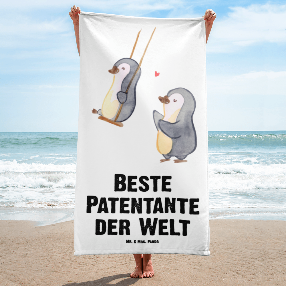 XL Badehandtuch Pinguin Beste Patentante der Welt – Mr. & Mrs. Panda