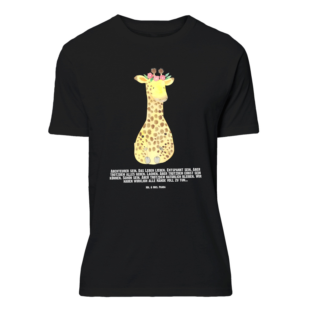 Personalisiertes T-Shirt Giraffe Blumenkranz T-Shirt Personalisiert, T-Shirt mit Namen, T-Shirt mit Aufruck, Männer, Frauen, Afrika, Wildtiere, Giraffe, Blumenkranz, Abenteurer, Selbstliebe, Freundin