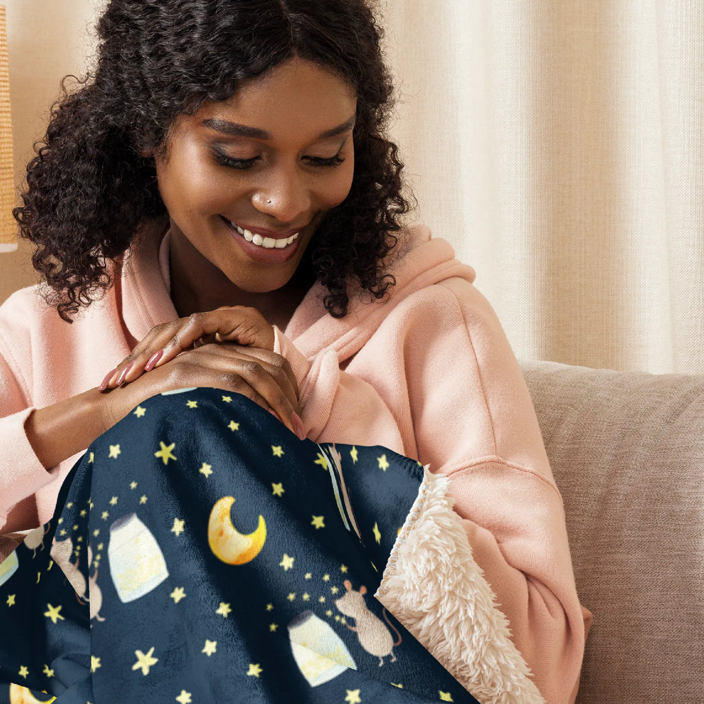 Sherpa cuddly blanket Mouse Stars small animals, cute, funny, cute animal motives, hand drawn, small world, funny sayings, good mood, happy, gifts, gift ideas, special gifts, animal lover, card, birthday, baptism, child birthday, first child, wish, baptism gift, dreams, pregnancy, stars, hope, child, Mouse, birth