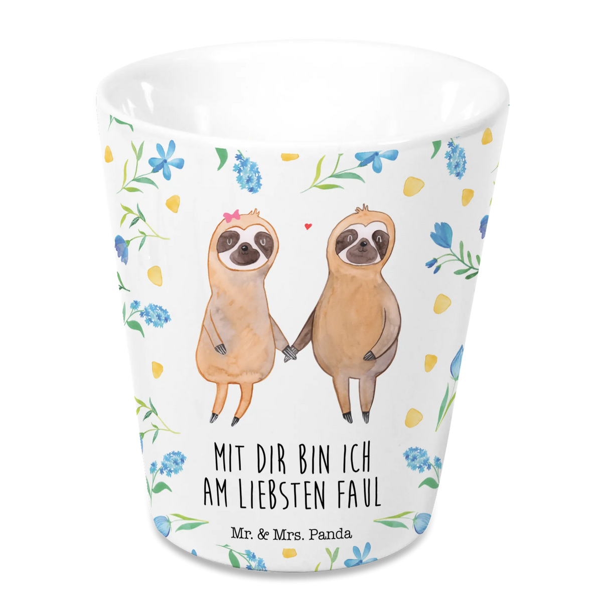 Flower pot sloth pair Our beautiful and loving Mr. & Mrs. Panda flower pot is designed and manufactured in our manufactory and is suitable for young and old. Now available in the sizes 9cm X 10cm., Sloth, sloth, trend animal, favourite animal, sloth love, sloth couple, relax, in love, engaged, lazy, love, together, lovers
