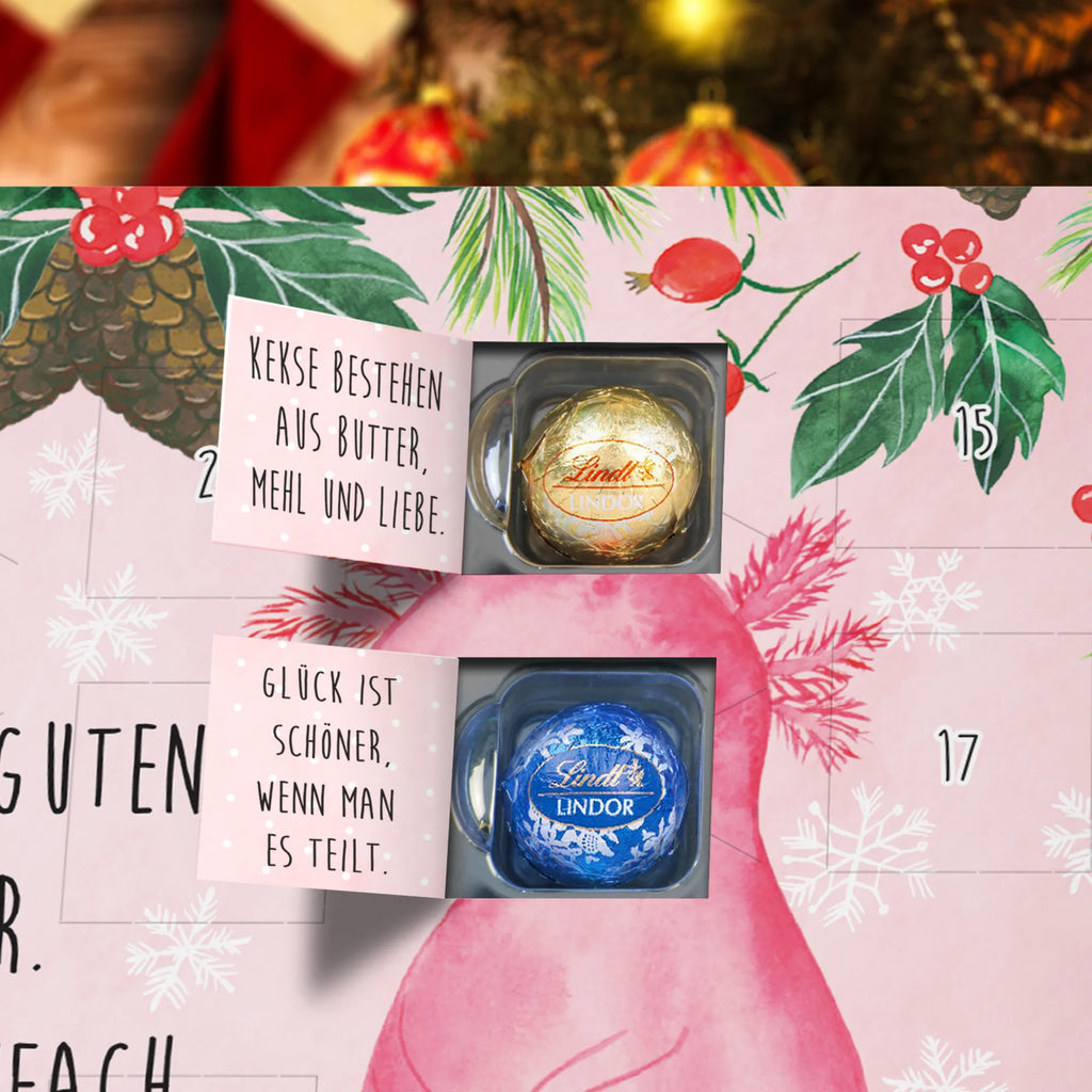 Chocolate advent calendar axolotl Happy Christmas time, snow