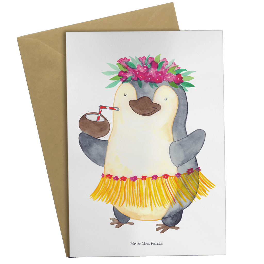 Grußkarte Pinguin Kokosnuss Grußkarte, Klappkarte, Einladungskarte, Glückwunschkarte, Hochzeitskarte, Geburtstagskarte, Karte, Pinguin, Aloha, Hawaii, Urlaub, Kokosnuss, Pinguine