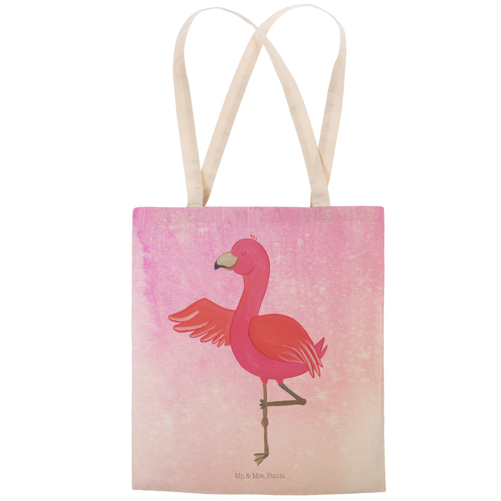 Einkaufstasche Flamingo Yoga Tragetasche, Tasche, Beutel, Stofftasche, Baumwolltasche, Umhängetasche, Shopper, Einkaufstasche, Beuteltasche, Flamingo, Vogel, Yoga, Namaste, Achtsamkeit, Yoga-Übung, Entspannung, Ärger, Aufregen, Tiefenentspannung