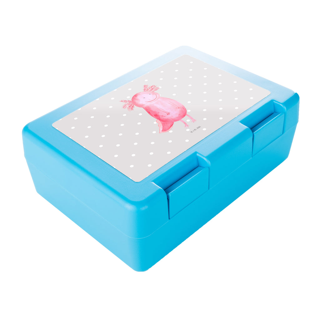Brotdose Axolotl glücklich Brotbox, Snackbox, Lunch box, Butterbrotdose, Brotzeitbox, Axolotl, Molch, Axolot, Schwanzlurch, Lurch, Lurche, Motivation, gute Laune