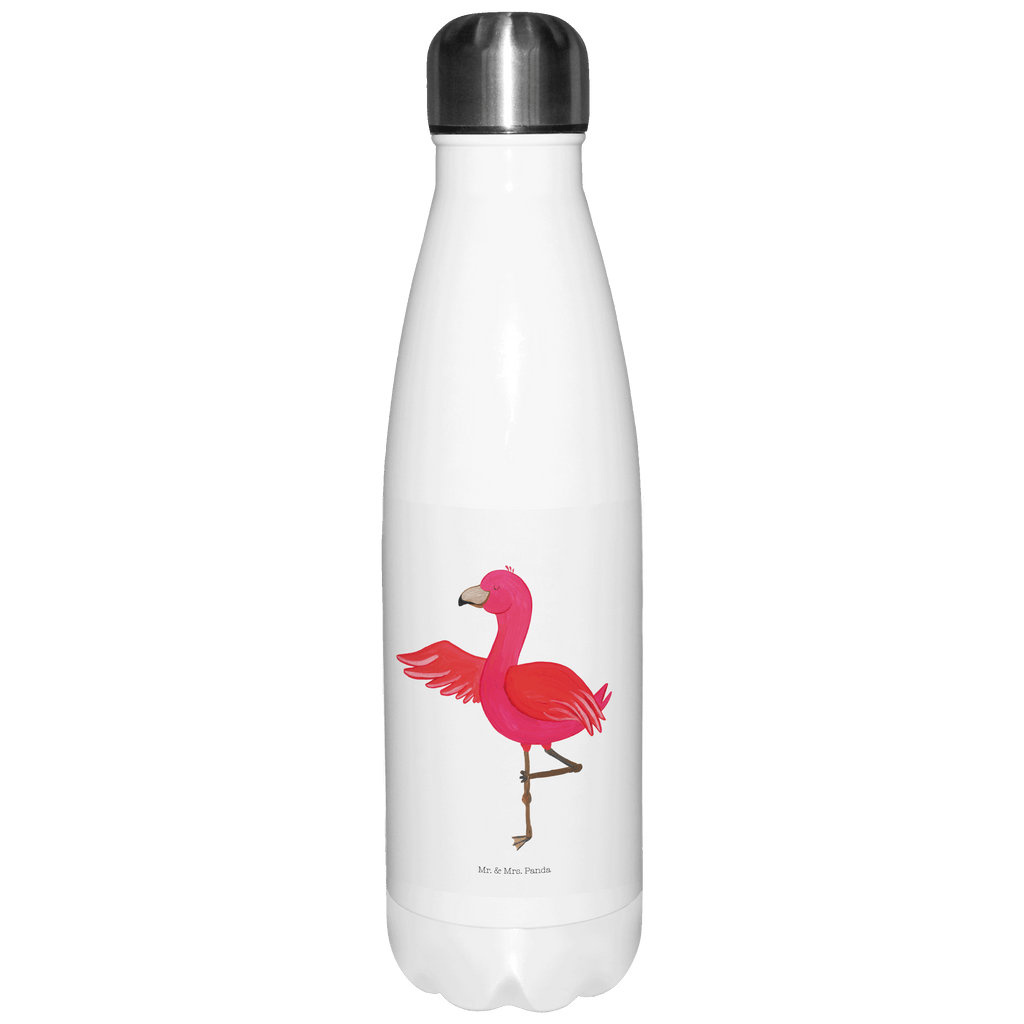Thermosflasche Flamingo Yoga Isolierflasche, Thermoflasche, Trinkflasche, Thermos, Edelstahl, Flamingo, Vogel, Yoga, Namaste, Achtsamkeit, Yoga-Übung, Entspannung, Ärger, Aufregen, Tiefenentspannung