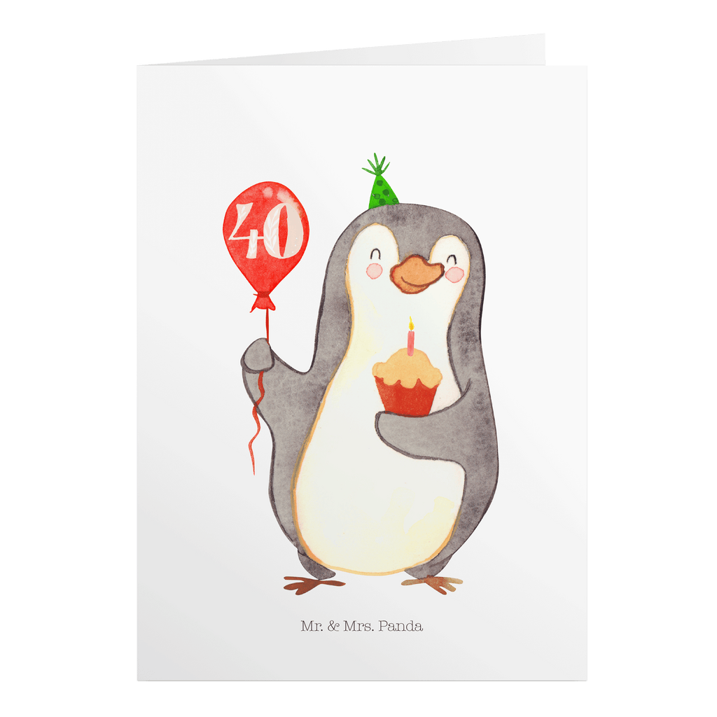 Geburtstagskarte 40. Geburtstag Pinguin Luftballon Grusskarte, Klappkarte, Einladungskarte, Glückwunschkarte, Hochzeitskarte, Geburtstagskarte, Geburtstag, Geburtstagsgeschenk, Geschenk, Pinguin, Geburtstage, Happy Birthday, Geburtstagsfeier