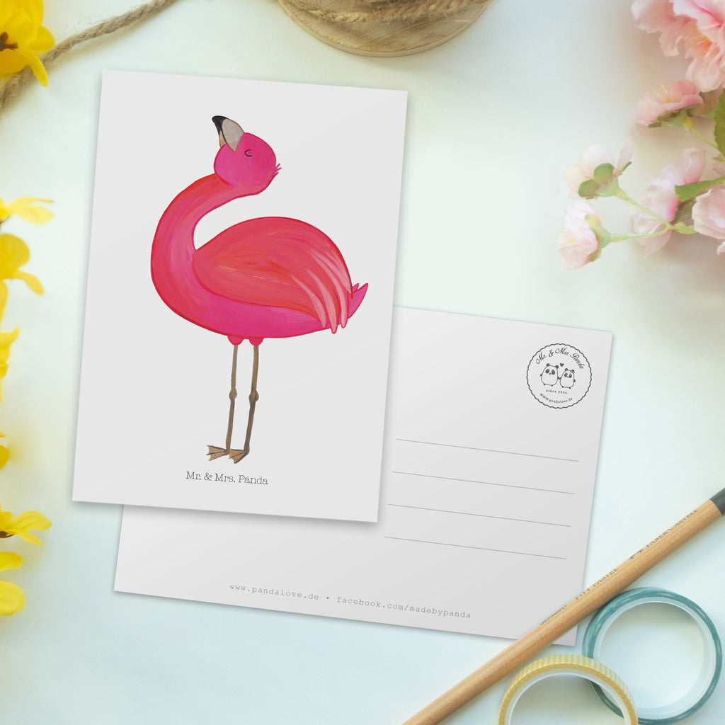 Postkarte Flamingo stolz Postkarte, Karte, Geschenkkarte, Grußkarte, Einladung, Ansichtskarte, Geburtstagskarte, Einladungskarte, Dankeskarte, Flamingo, stolz, Freude, Selbstliebe, Selbstakzeptanz, Freundin, beste Freundin, Tochter, Mama, Schwester