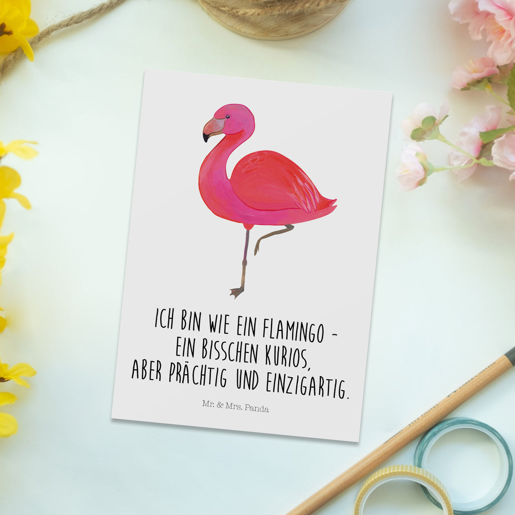 Postkarte Flamingo classic Postkarte, Karte, Geschenkkarte, Grußkarte, Einladung, Ansichtskarte, Geburtstagskarte, Einladungskarte, Dankeskarte, Flamingo, Einzigartig, Selbstliebe, Stolz, ich, für mich, Spruch, Freundin, Freundinnen, Außenseiter, Sohn, Tochter, Geschwister