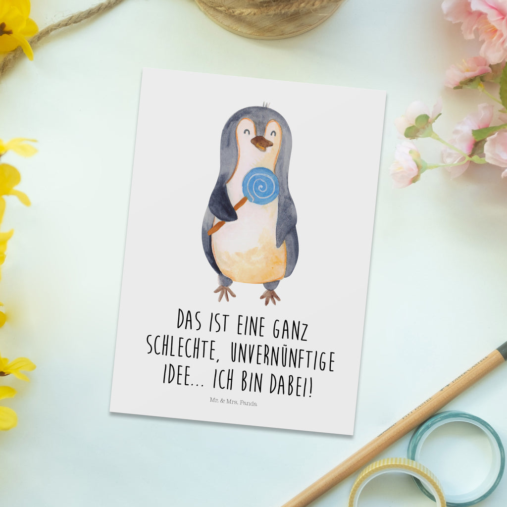 Postkarte Pinguin Lolli Postkarte, Karte, Geschenkkarte, Grußkarte, Einladung, Ansichtskarte, Geburtstagskarte, Einladungskarte, Dankeskarte, Pinguin, Pinguine, Lolli, Süßigkeiten, Blödsinn, Spruch, Rebell, Gauner, Ganove, Rabauke