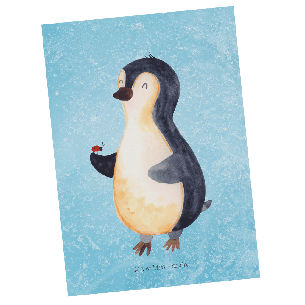Postkarte Pinguin Marienkäfer Geschenkkarte, Grußkarte, Karte, Einladung, Ansichtskarte, Geburtstagskarte, Einladungskarte, Dankeskarte, Pinguin, Pinguine, Marienkäfer, Liebe, Wunder, Glück, Freude, Lebensfreude