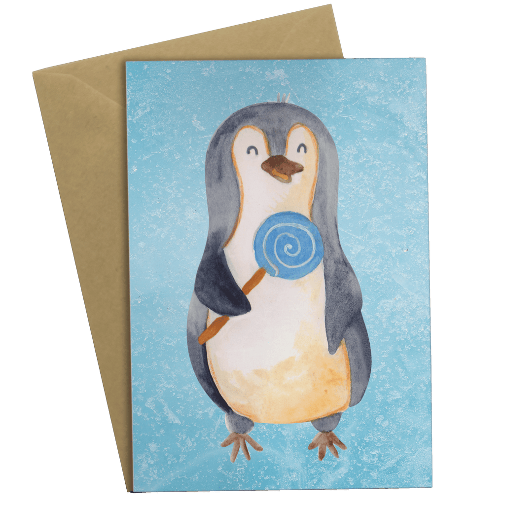 Grußkarte Pinguin Lolli Klappkarte, Einladungskarte, Glückwunschkarte, Hochzeitskarte, Geburtstagskarte, Karte, Pinguin, Pinguine, Lolli, Süßigkeiten, Blödsinn, Spruch, Rebell, Gauner, Ganove, Rabauke