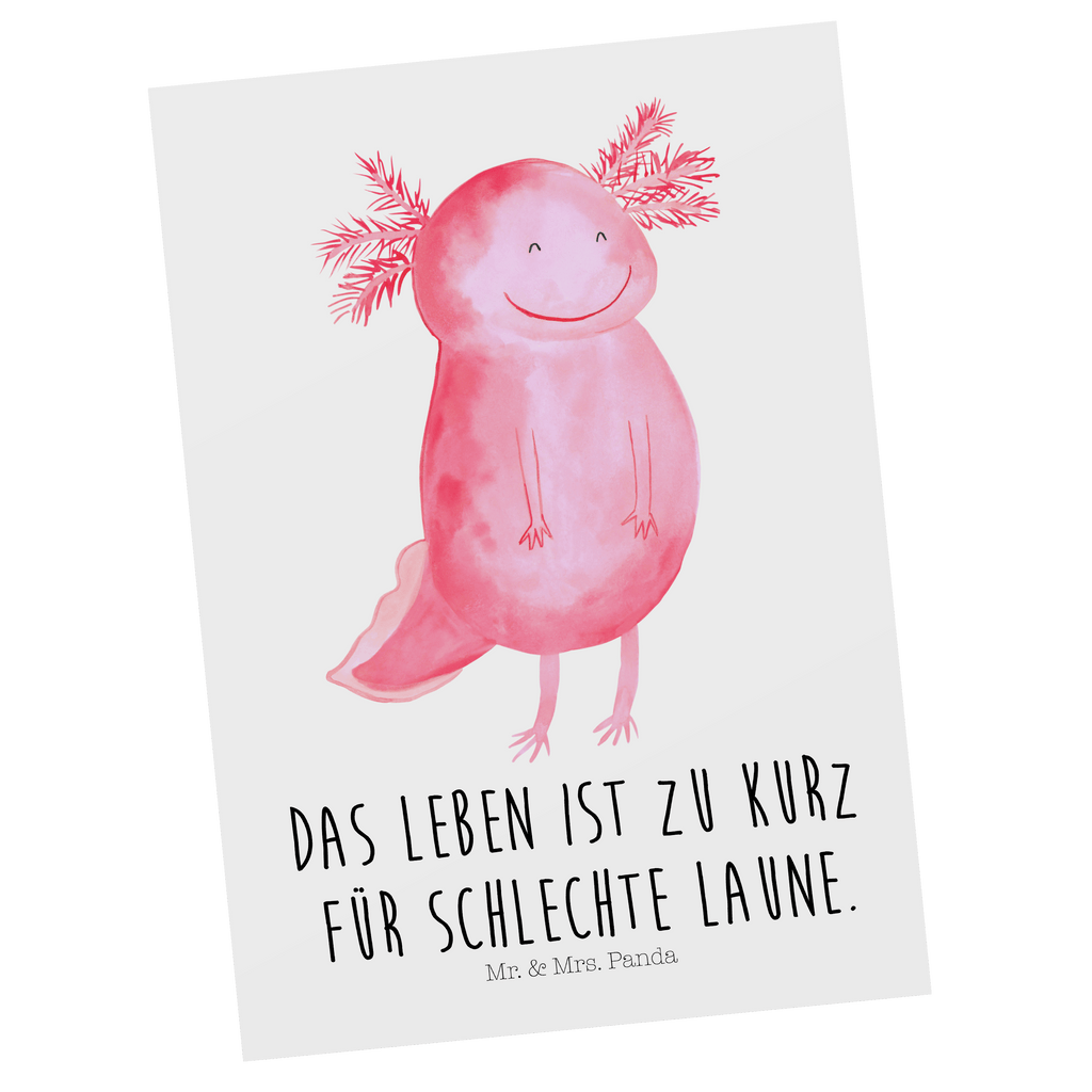 Postkarte Axolotl glücklich Postkarte, Karte, Geschenkkarte, Grußkarte, Einladung, Ansichtskarte, Geburtstagskarte, Einladungskarte, Dankeskarte, Axolotl, Molch, Axolot, Schwanzlurch, Lurch, Lurche, Motivation, gute Laune