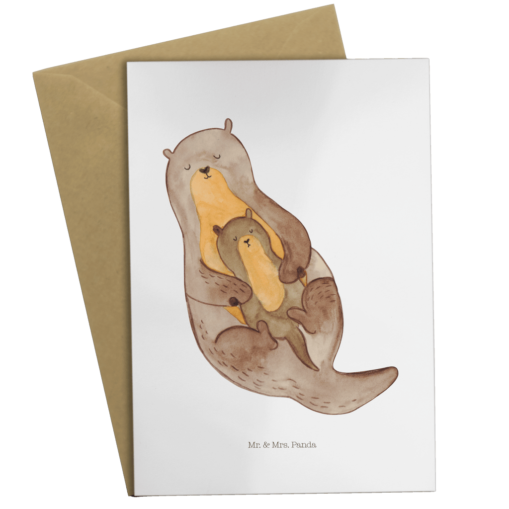 Grußkarte Otter mit Kind Grußkarte, Klappkarte, Einladungskarte, Glückwunschkarte, Hochzeitskarte, Geburtstagskarte, Karte, Otter, Fischotter, Seeotter, Otter Seeotter See Otter