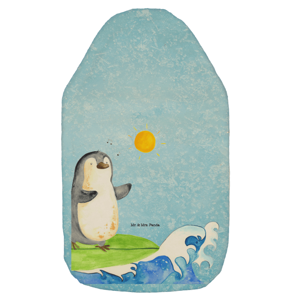 Wärmflasche Pinguin Surfer Wärmekissen, Kinderwärmflasche, Körnerkissen, Wärmflaschenbezug, Wärmflasche mit Bezug, Pinguin, Pinguine, surfen, Surfer, Hawaii, Urlaub, Wellen, Wellen reiten, Portugal
