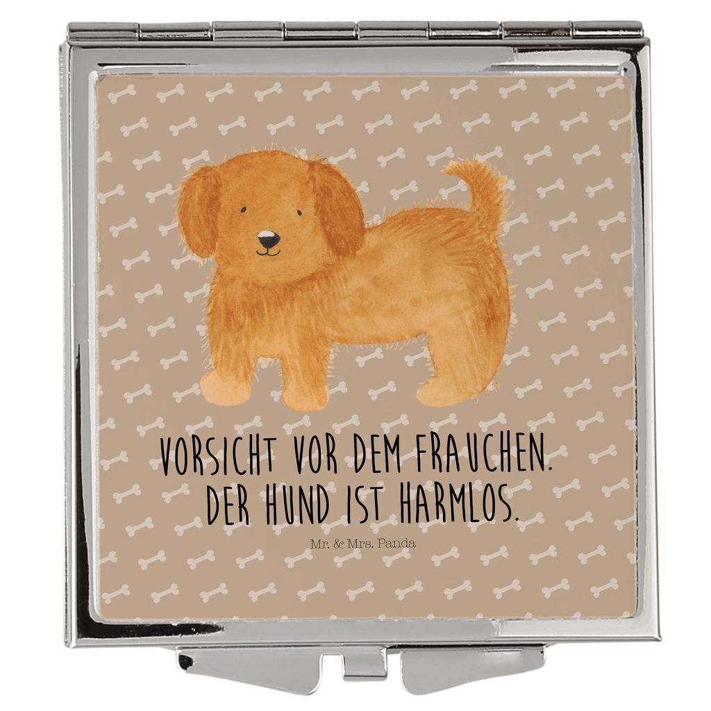 Handtaschenspiegel quadratisch Hund flauschig Spiegel, Handtasche, Quadrat, silber, schminken, Schminkspiegel, Hund, Hundemotiv, Haustier, Hunderasse, Tierliebhaber, Hundebesitzer, Sprüche, Hunde, Frauchen, Hundemama, Hundeliebe