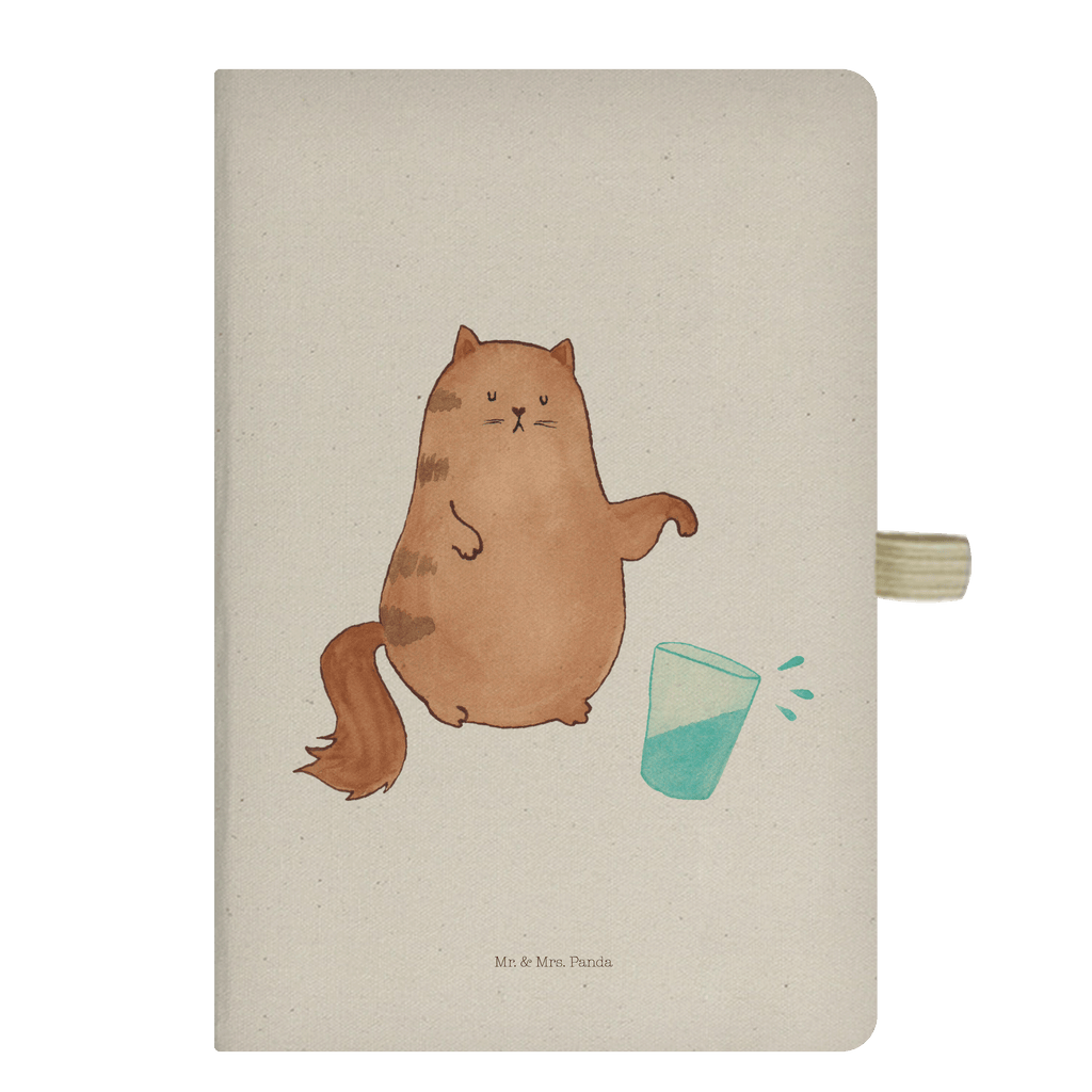 Baumwoll Notizbuch Katze Wasserglas
