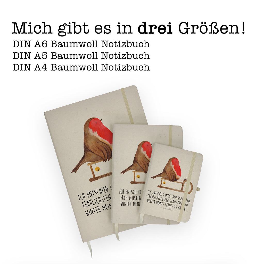 Baumwoll Notizbuch Rotkehlchen Schlitten