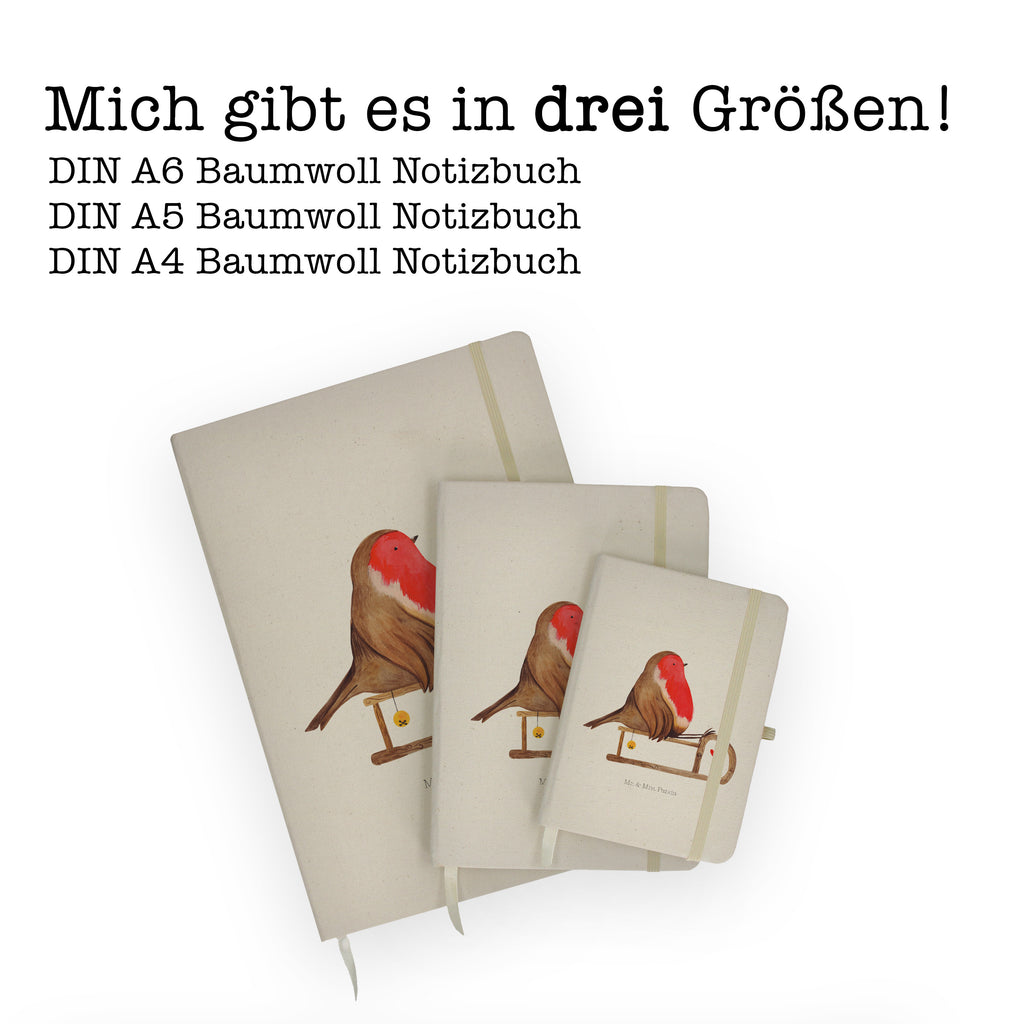 Baumwoll Notizbuch Rotkehlchen Schlitten