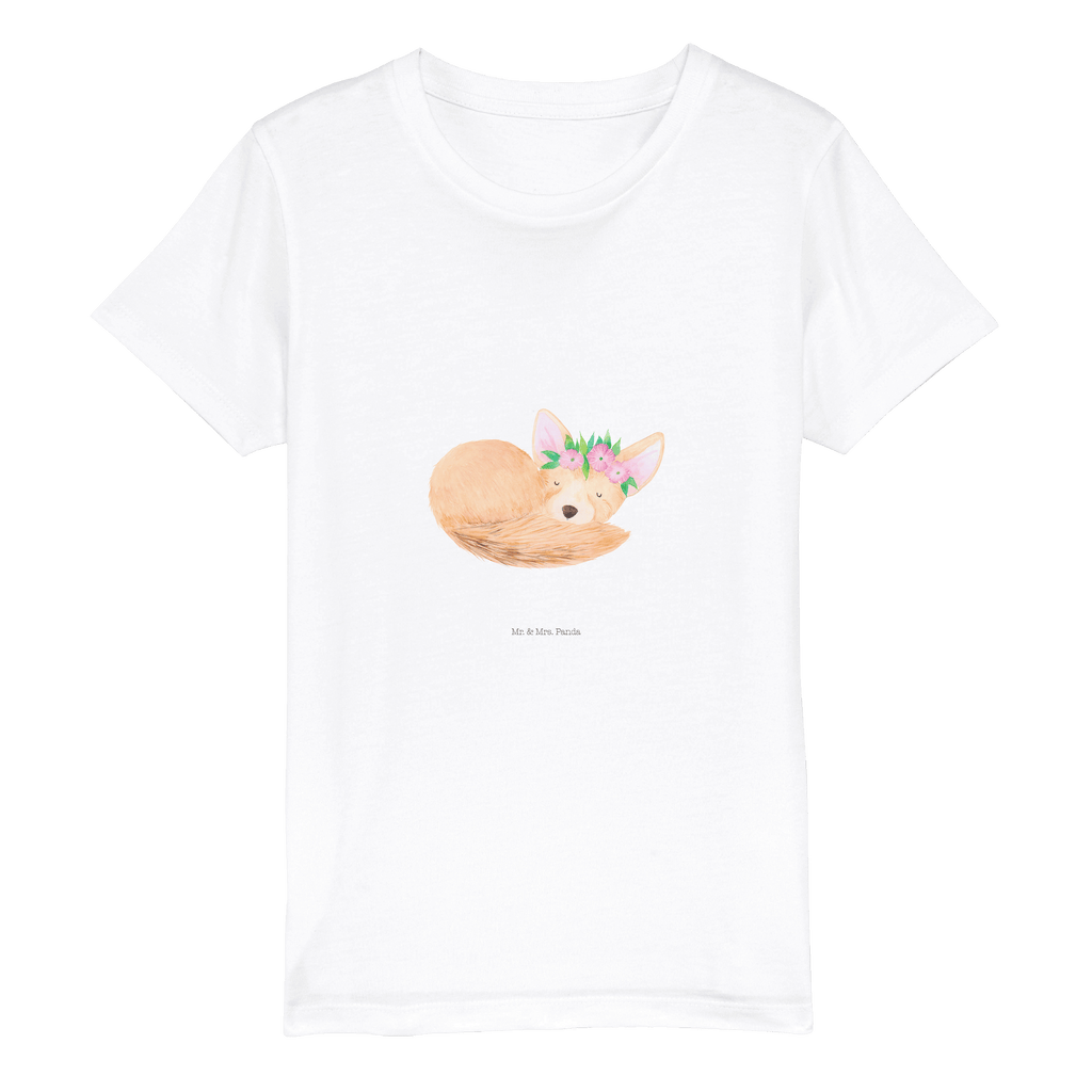 Organic Kinder T-Shirt Wüstenfuchs Blumenkranz Afrika, Wüste, Wüstenfuchs, Blumen, Blumenkranz, Glücklich,    Afrika, Wildtiere