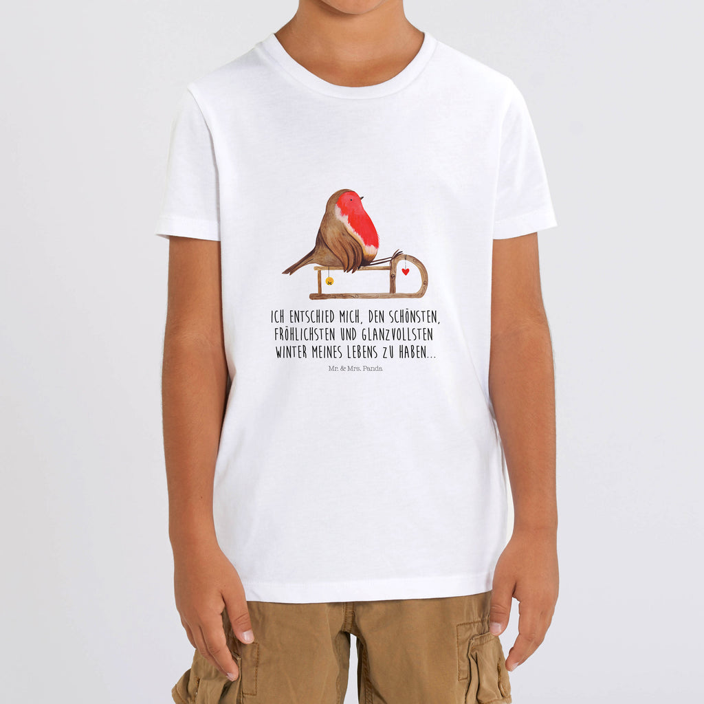 Kinder T-Shirt Rotkehlchen Schlitten