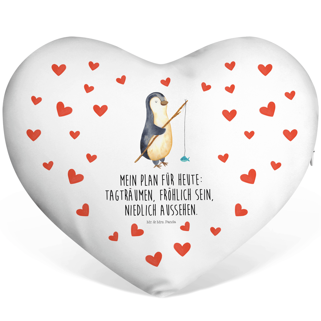 Herzkissen Pinguin Angler Kissen, Herzkissen, Herzform, Herz, Dekokissen, Pinguin, Pinguine, Angeln, Angler, Tagträume, Hobby, Plan, Planer, Tagesplan, Neustart, Motivation, Geschenk, Freundinnen, Geschenkidee, Urlaub, Wochenende