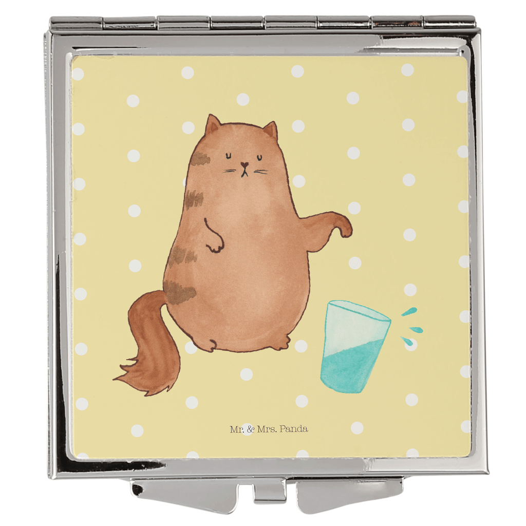 Handtaschenspiegel quadratisch Katze Wasserglas